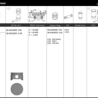 MOTOR PISTON+SEGMANI ( RIKEN ) 72,50+STDmm CAP ASTRA CORSA AGILE X12XE-Z12XE 4SIL. BENZINLI 1199 CC-44 48 KW (60-65 PS)