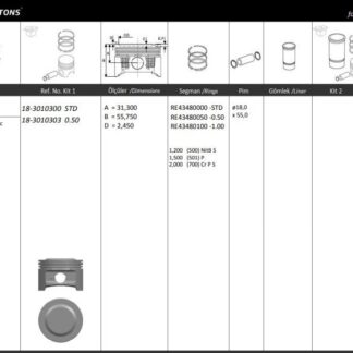 MOTOR PISTON+SEGMANI ( RIKEN ) 77,60+STDmm CAP ASTRA 1.4 CORSA 1.4 E16 SE16V C16 SE ENJ/KAT Z1.4XE-GLHB 4 SIL. BENZINLI 1389 CC-66 KW (90 PS)