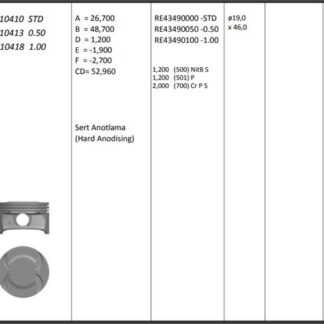 MOTOR PISTON+SEGMANI ( RIKEN ) 79,01+1,00mm CAP ASTRA H ASTRA J INSIGNIA 1.6 CRUZE 1.6 Z16XER-A16XER-1.6 CRUZE -OEM2510255 4 SIL. BENZINLI 1600CC-120 BG