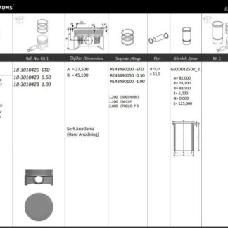 MOTOR PISTON+SEGMANI ( RIKEN ) 79,00+STDmm CAP CORSA D 1.6I TURBO 16V ASTRA H-J 1.6I 16V INSIGNA 1.6I TURBO 16V A16/Z16 LEL/LER/LET EURO 5 4 SIL. BENZINLI 1600 CC-132KW (180 BG)