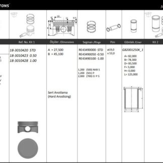 MOTOR PISTON+SEGMANI ( RIKEN ) 79,00+0,50mm CAP CORSA D 1.6I TURBO 16V ASTRA H-J 1.6I 16V INSIGNA 1.6I TURBO 16V A16/Z16 LEL/LER/LET EURO 5 4 SIL. BENZINLI 1600 CC-132KW (180 BG)