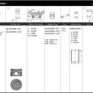 MOTOR PISTON+SEGMANI ( RIKEN ) 84,80+STDmm CAP ASTRA KADETT OMEGA VECTRA 18E-18SV R 4 BENZIN, 1796 CM³-63 85 KW (86 115 PS)