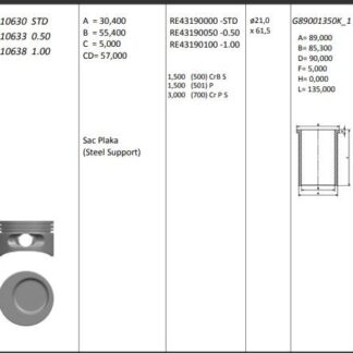 MOTOR PISTON+SEGMANI ( RIKEN ) 86,00+1,00mm CAP OMEGA KADETT ASCONA VECTRA LE MANS 2,0 ESPERO 2,0 FRONTERA 20NE-C20NE R 4 BENZIN, 1998 CM³-85 95 KW