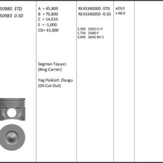 MOTOR PISTON+SEGMANI ( RIKEN ) 84,00+STDmm CAP ZAFIRA 16V ASTRA G 16V OMEGA B 16V VECTRA B 16V X20DTH 4 SIL. DIZEL 1998 CC-74 KW (100 PS) 19,5:1-TURBO,
