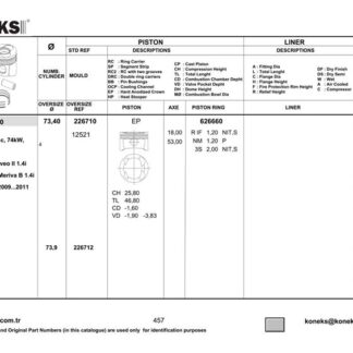 PISTON+SEGMAN 73,4MM STD CORSA-ASTRA J 1,4 16V 101PS A14XER