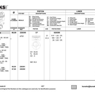 MOTOR SEGMANI 86MM STD ASTRA-VECTRA-OMEGA 2,0 16V