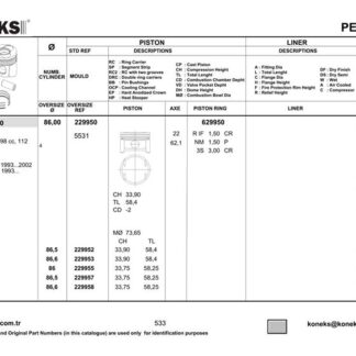 MOTOR SEGMANI (STD) / (86,00MM) P306 GTI EM P306 GTI YM ZX XSARA VTS XU10J4RS (2,0 16V) VECTRA A VECTRA B OMEGA B 2,0 8V / 16V OLCU: (1,5×1,5×3)