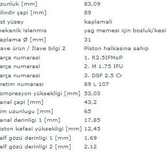MOTOR PISTON+SEGMAN MASTER 2.5 DCI-MOVANO 2.5CDTI (G9U) 115HP EURO3 (89.00MM) / (STD)