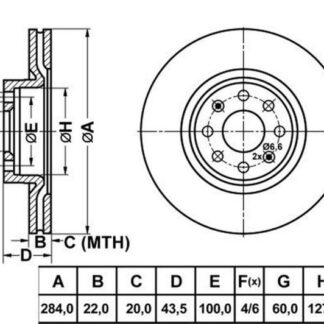 FREN DISK ON HAVA KANALLI 284-6 ( FIAT: PUNTO EVO 05 – / OPEL: CORSA D 06 – )