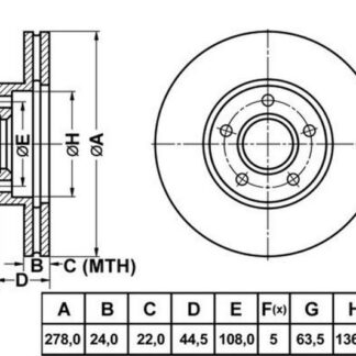 FREN DİSKÖN TRANSIT CONNECT 02> 5 BİJON DÜZ 278MM