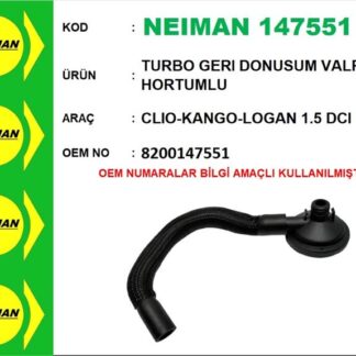 TURBO GERI DONUSUM VALFI HORTUMLU CLIO-KANGO-LOGAN 1.5 DCI HORTUMLU
