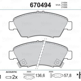 ON FREN BALATA HONDA CIVIC 1.6 1992-2000 CRX 91-> CRZ 10->