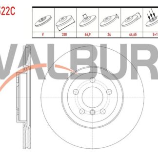 FREN DISKI ON HAVALI KAPLAMALI 5 BJN 330×24X66,9X45,4 BMW X1 (F48) 2.0 D – 2.0i 2014- / 2 SERISI (F4