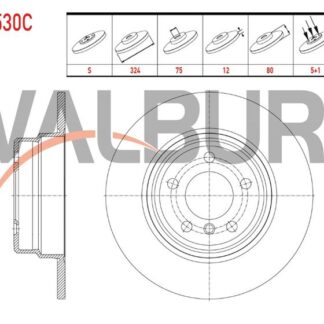 FREN DISKI ARKA DUZ KAPLAMALI BMW X5 (E53) 3.0 D 5 BIJON 324×12X75X80 2000-2007