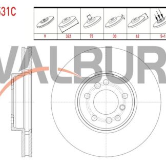 FREN DISKI ON HAVALI KAPLAMALI BMW X3 (E83) 3.0 D 5 BIJON 332×30X75X62 2004-2010