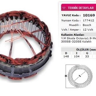 STATOR BOSCH TIP 12V 120A YM SKODA OCTAVIA1 9 MERCEDES 300SE 320SE KULAKLI NURSAN 177412