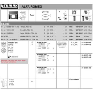 PISTON+SEGMAN OPEL Ø ASTRA J, INSIGNIA 2.0 CDTI 16V, ZAFIRA MK III 2.0 CDTI (83,00 MM)