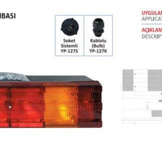 STOP LAMBASI SAG AMP SOKETLI PLAKASIZ MERCEDES ACTROS / AXOR / AXOR II / ACTROS MP2-MP3 / (UZUN TIP 510MM) (7 FONSIYONLU)