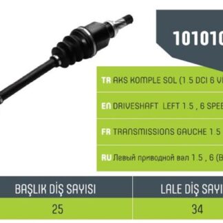 AKS SOL KOMPLE FLUENCE 1.5 DCI 6 VITES 10> DIŞ FREZE 25-IÇ FREZE 26-UZUNLUK 680