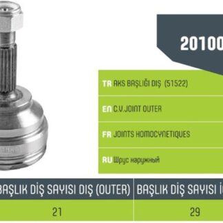 AKS KAFASI R19 DIŞ FREZE 21-IÇ FREZE 29 51522