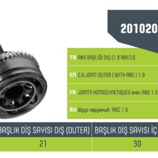 AKS KAFASI ABSLİ KANGOO 1.9DIS FREZE 21-IÇ FREZE 30-ABS HALKA SAYISI 26