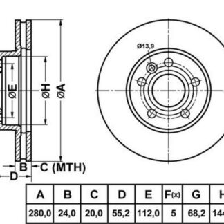 ON FREN DISKI-15 JANT-280×24 5×112 (VW TRANSPORTER 96-04)