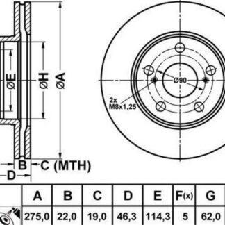 FREN DISK ON HAVA KANALLI 275-5 (COROLLA 2007>2011/AURIS 2007>2011 “1.4-1.6 VVTI BENZINLI” )