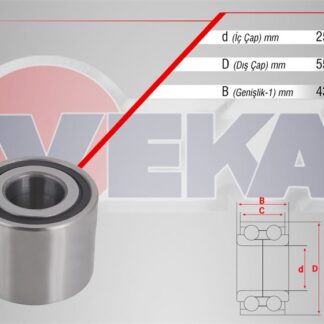 TEKERLEK RULMANI ARKA SAĞ SOL 25×55×43 RENAULT KANGOO 1.5 DCI – 1.9D 1998-2008 / LAGUNA I 1.6İ – 1.8İ – 2.0İ – 1.9 DCI 1993-2001