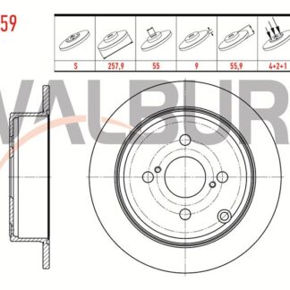FREN DISKI ARKA DUZ 4 BJN 257,9×9X55×55,9 TOYOTA COROLLA (_E12_) 1.4 VVT-I 2002-2007 / COROLLA (_E12_) 1.6 VVT-I 2002-2007 / COROLLA (_E12_) 1.8 VVT-I 2002-2007